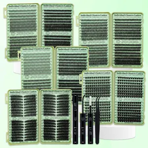 Individual Lashes Book Kit 640PCS/384PCS D Curl Mixed 10-16mm Mega Volume Wispy Lashes 4 Styles in One Tray with Bond Seal & Lash Applicator Perfect for Beginners & Proficient Easy Apply for Makeup Daily
