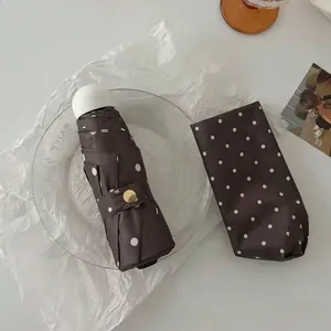Fashion Dot Pattern Capsule Umbrella, Six Bone Gel Sunscreen UV Protection, Manual Foldable Rain Umbrella, 1pcs