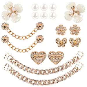 18Pcs Bling Shoe Charms Crystal Pearl Flower Chain Shoe Decor Must-Have Women Party Birthday Clog Shoe Accessories