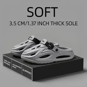 Men’s outdoor breathable slip-on shoes, thick sole for lightweight comfort, summer casual footwear, stylish perforated design