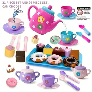 Tea Party Set for Little Girls, Pretend Teapot Set, Princess Tea Time Play Kitchen Toy with Teapot, Cup for Birthday Easter Gift Kids Toddler, Play Kitchen Accessories, Toddler Playset