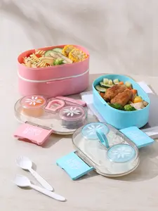 Kids Double-Layer Detachable Lunch Box with Utensils, Sturdy and Microwave-Safe, Dishwasher-Friendly, Ideal for School Meals, Picnics, and Outdoor Camping, Perfect for Fruits and Food Storage School Lunch Box