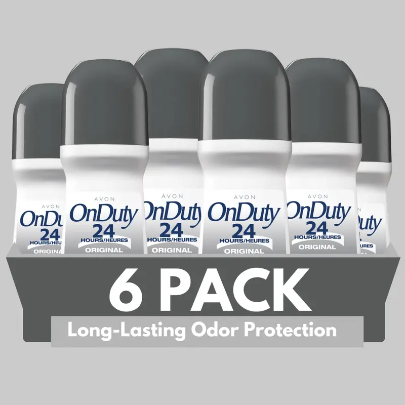 Avon On Duty Original 24H Roll-On Antiperspirant Deodorant 2.6 fl oz - Pack of 6 Long-Lasting Odor Protection