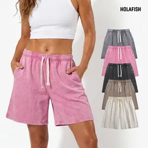 Holafish Vintage Acid Wash Basic Unisex Tee & Shorts Cotton,7" Inseam Shorts Breathable Casual Summer Outfit for Men & Women,Comfortable for All Genders,Loose Fit Unisex Tshirt Shorts Womenswear Mothers Day Gift