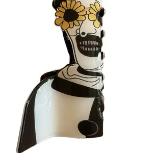 Horror Character Hair Clips with Sunflower Design and Unique Skeleton Pattern for Halloween Accessories