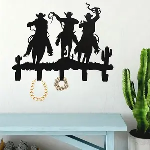 Cowboy Themed Metal Wall Hook, Decorative Organizer Rack with Easy Installation for Hanging Storage, Wall Decor for Home Garden, Vintage Home Decor