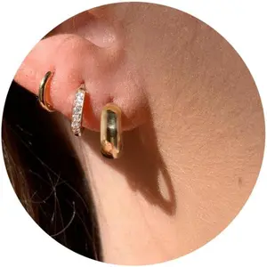 3  Hoop Earrings Set, Stack Small Huggie Hoops & Studs Chunky  Earrings,  Tarnish Free Dainty   Set for Women,Everyday Earring for Cartilage Piercings