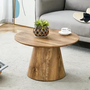 Natural Wood Grain MDF Round Coffee TableNatural Wood Grain Texture Sticker, Exquisite Wood Grain Surface, Flexible Matching MRound Tabletop Design. fluted  end  table