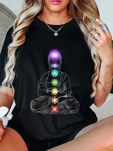 100% Cotton Yoga Meditation Spiritual Body Energy Centres Chakra T-Shirt
