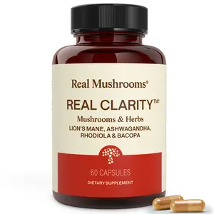 RealClarity Lion's Mane Ashwagandha Rhodiola & Bacopa 500mg Pills 30 Servings Gluten-Free Non-GMO Vegan Organic Extracts