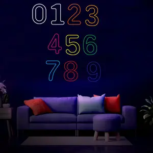 Number Neon LED Display Stand, USB Powered Luminous Wall Mounted Home Lighting Decoration Lamp, Suitable for Home Wall Decoration, School, Library, Kindergarten
