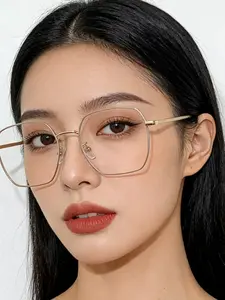 Unisex Fashionable Metal Frame Glasses, Lightweight Large Frame Color-Changing Design, Comfortable Eye Protection for Outdoor & Commute