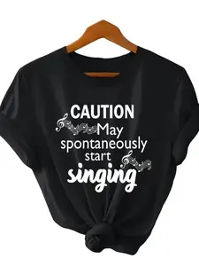 "Caution May Spontaneously Start Singing" Music Lover Cotton T-Shirt,summerwins