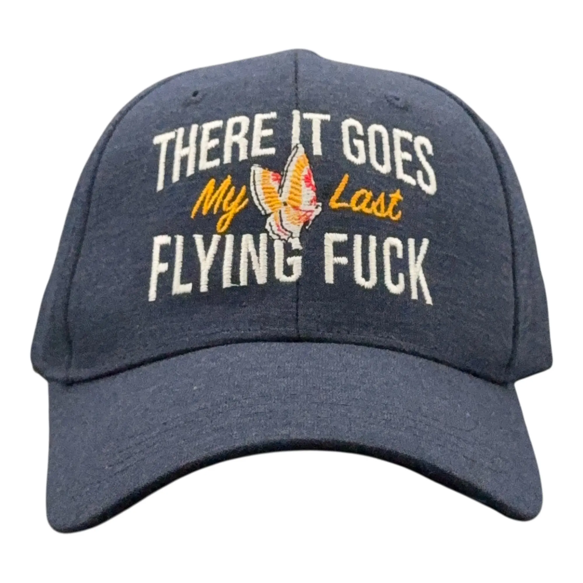 There It Goes My Last Flying F*ck Hat Funny Care Free Butterfly Joke Cap Funny Hats Funny Sarcastic  Novelty Caps for Men Navy - Standard