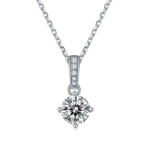 [Unisex Necklace] S925 Round Four-claw Synthetic Moissanite Necklace Unisex Gift sterling silver