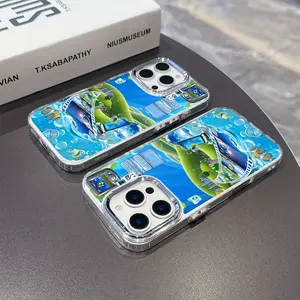 Art Frutiger Aero Phone Case for iPhone 17 16e 16 15 14 13 12 11 Pro Max Air X XR Xsmax 8 7 Plus, Metal Silver Color Lens Frame Transparent Soft Back Cover