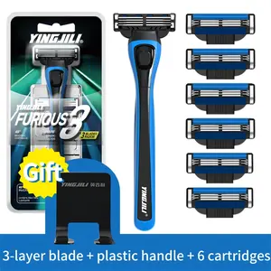 Furious 3 Blades Razor(1 handle + 6 cartridges)  Plastic handle