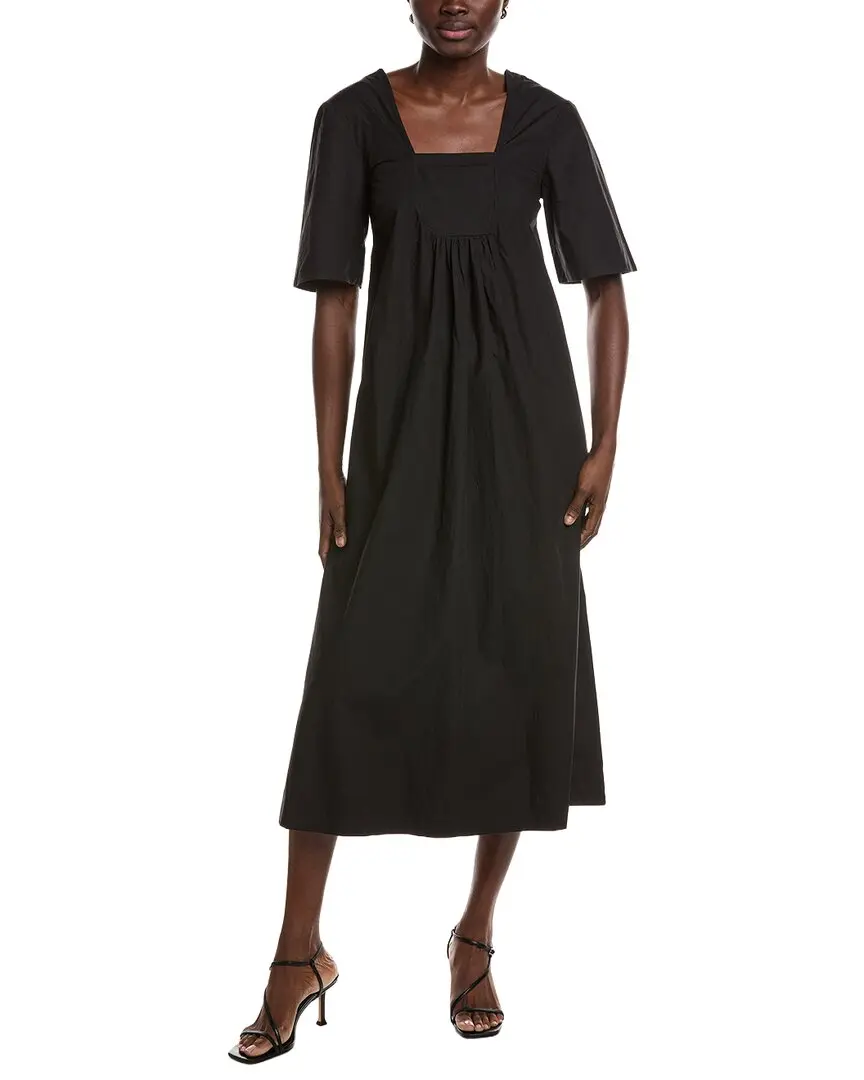 GANNI Poplin Open-Neck Maxi Dress