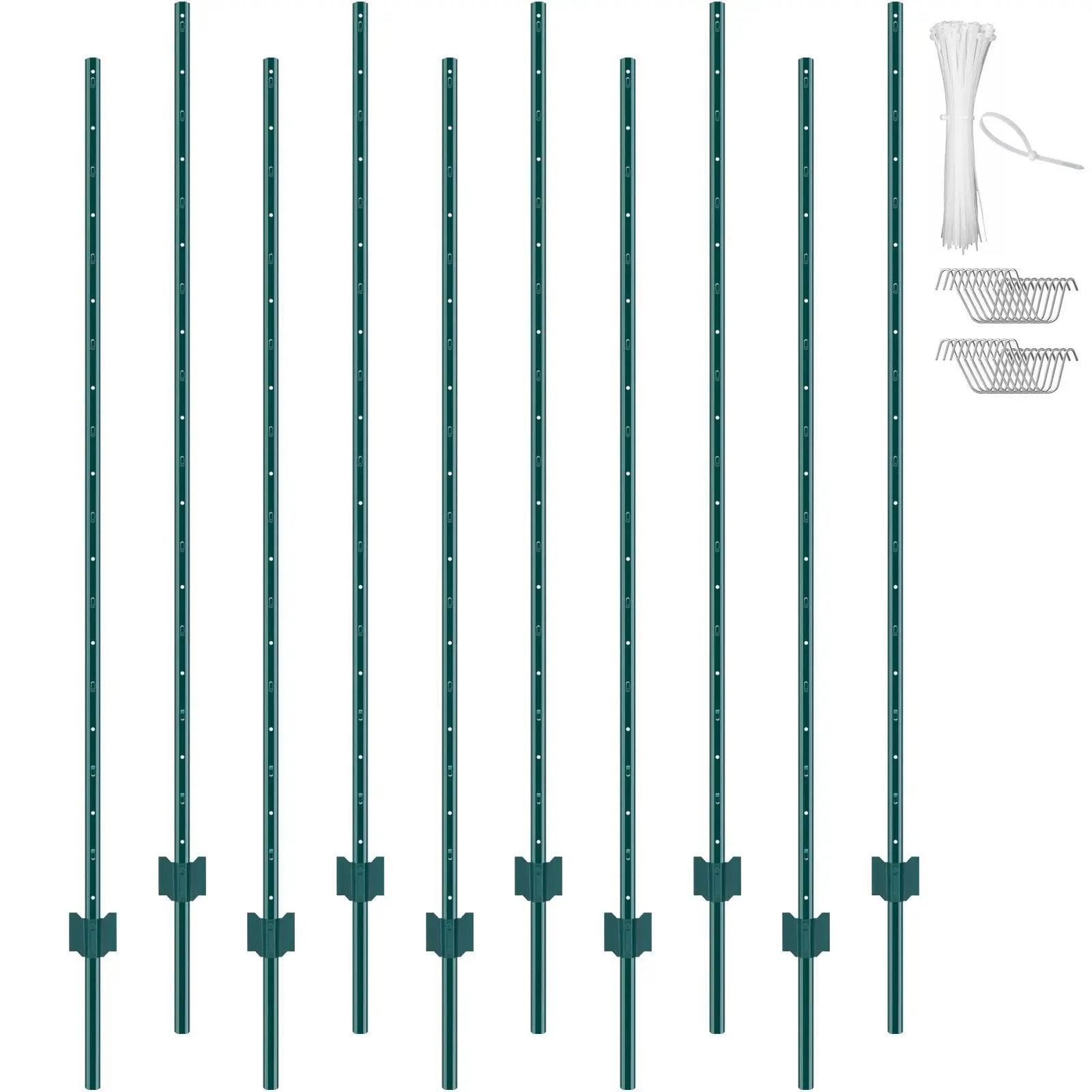 【SummerFinds】VEVOR 6 Feet Fence Post,  , 10 Pack T-Post Heavy Duty Metal Fence Posts, Sturdy Steel Fence Stakes for Garden Yard, Lawn, Farms and Outdoor Wire Fencing, Green
