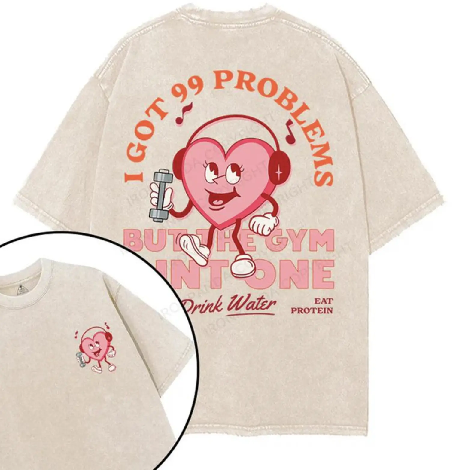 99 Problems But The Gym Aint One Printed Gym T-Shirt, Gym Shirt, Graphic Gym Shirt, Vintage Washed Tee Conton, Gym Shirt Women, For Men, Ful Size