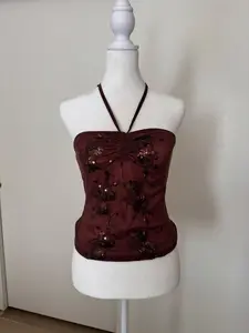 Kiki Top - Brown Mesh Sequins Top with Stretchy Lining and Sequin Detailing for Women's Fashion