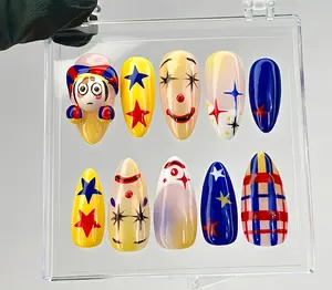 Pomni Halloween Press On Nails - 3D Character Nail Art