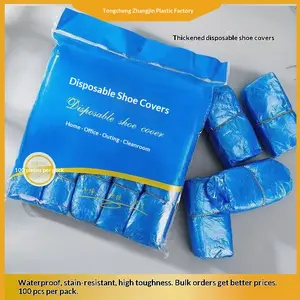 Heavy Duty Disposable Shoe Covers – Waterproof PE Boot Covers for Guests, Moving, & Real Estate Showings – Thick Non-Slip, One Size Fits Most