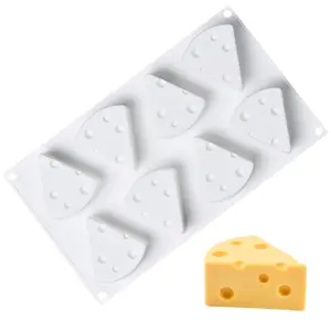 Cheese Silicone Baking Mold for Mousse Cake, CheeseCake, French Dessert, Pastry, Chocolate, Ice Cream, Pudding, Cake Decoration Mold, 3D Cheese Shape (8-Cavity)