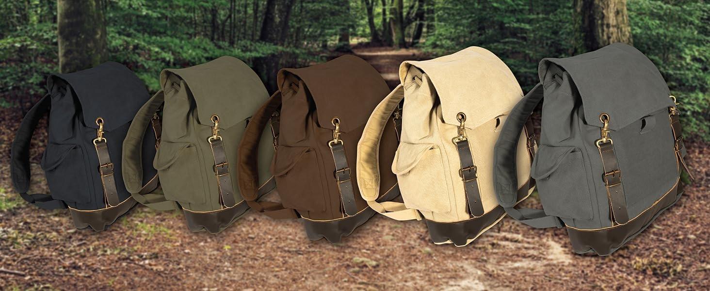 Rothco Vintage Expedition Rucksack - Classic Canvas Backpack for Everyday Adventures, Top Grade Water-Resistant Canvas, Spacious Compartment, Comfortable Straps