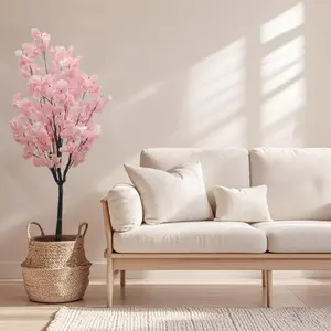 Garvee 150 cm Artificial Cherry Blossom Tree with Pink Flowers and Decorative Pot, Realistic Faux Flower Pot for Wedding, Christmas, Home Decor