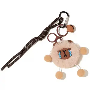 Cute Crying Capybara Plush Pendant For Women'S Bags, Adorable Fur Ball Keychain, Doll Ornament With Bell Accessory Fashion Bag Charm Pendant For Women Bag Accessory Purse Charm Decoration Gift