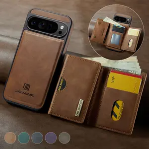 Magnetic Wallet Case for Google Pixel 10/9 Pro Xl and Pixel 8 Pro, Rfid Protected, Six Card Slots, Detachable Wireless Charging Stand