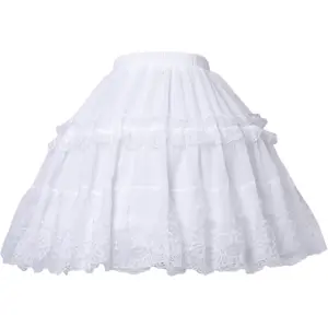 Women Girls Crinoline Petticoat 2 Hoops Skirt Chiffon Ball Gown Short Half Slip Underskirt for Lolita Cosplay