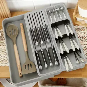 Knife and Fork Storage Box, Expandable Kitchen Knife and Fork Storage Box, Cutlery Separate Storage Barrier