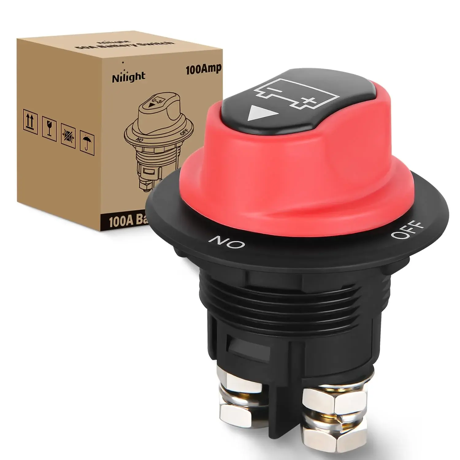 Nilight 100A Battery Disconnect Switch - ON-OFF Control, Power Cut Off Function, ABS Plastic Construction