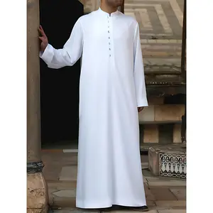2024Authentic Arabic Kandora for Men - Long Sleeve, Solid Color, Band Collar, Vintage Casual Dubai Jubba Thobe for Eid Al-Adha, Ramadan, and Special Occasions - Traditional Middle Eastern Clothingdandy Unisex Long Modesty Muslim