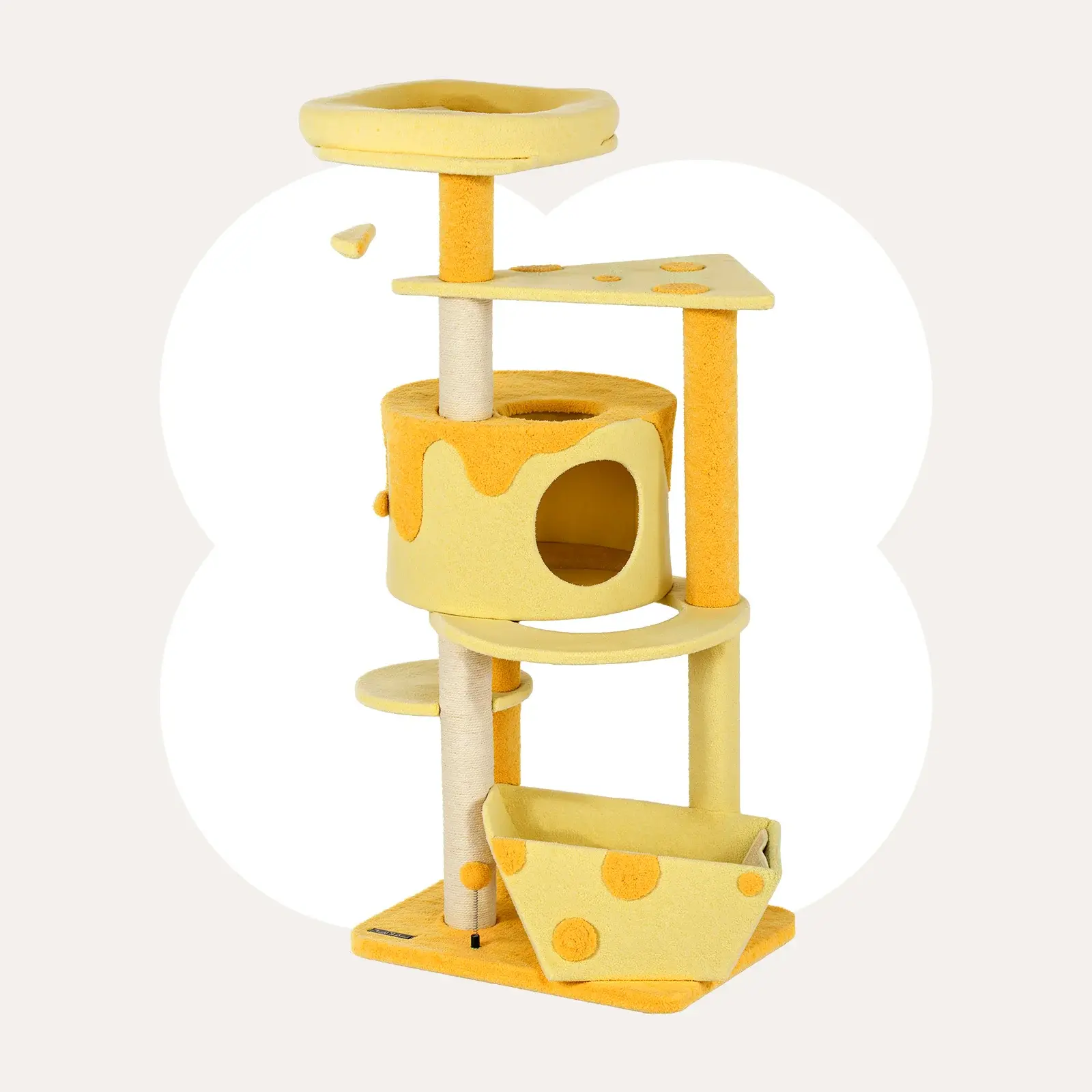 Happy & Polly Transformable Cheese Cat Tree - Transformable Structure, Climbing Post, Scratching Posts, Playful Design, Durable Construction, Encourages Exploration, Creates Safe Stable Environment for Cats