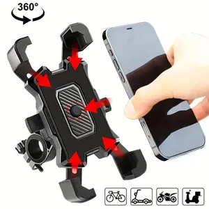 Bicycle Phone Holder Bike Accessories Motorcycle Adjustable Stand 360° Rotatable GPS Clip Cycling Mtb Accesories Bikes Sports ABS+PC 13.5*13*7.5cm