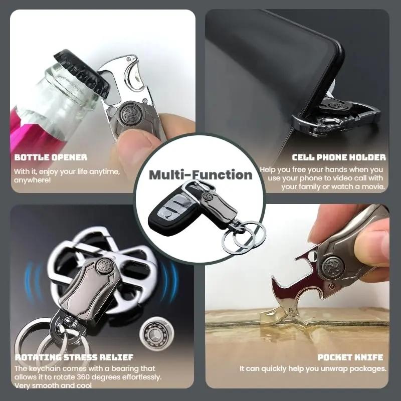 Joytutus Multifunctional Heavy-Duty Keychain - Carabiner Clip, Bottle Opener, Fidget Spinners, Compact Design, Scratch-Resistant, Fade-Resistant for Car Keys, New Year Gifts