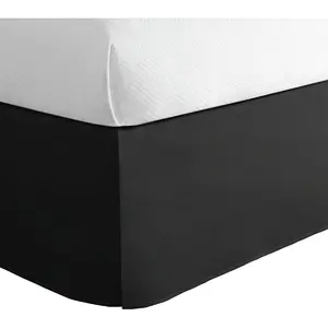 ’s Home Classic Tailored Bed Skirt Dust Ruffle, Microfiber, 14" Drop Length, Queen, Black