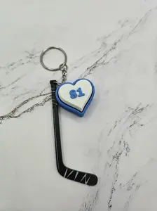 Hockey Stick Fidget Keychain | 3D Printed Sports Clicker Toy | Heart Shaped Stress Relief Keyring | Hockey Player Gift | Sensory Fidget Toy for Anxiety | Team Party Favor | Rivalry Collection #24 #81