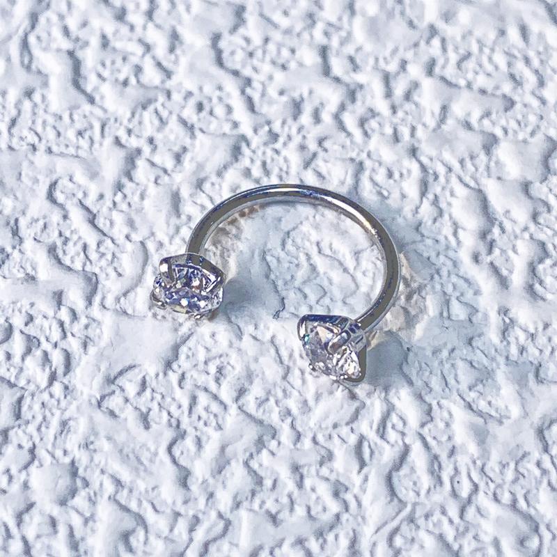 1pc Horseshoe Nose Ring Set, 316L Stainless Steel Double Cubic Synthetic Zirconia Threadless Inner Thread Nose Stud Piercing for Women and Men, Soft Cartilage Lip Spiral Piercing Bead, Ear Cartilage Earring, Nose Mid-Ring, and More, Suitable for