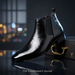 New men's pointed-toe business Chelsea boots, available in black and brown, mid-calf length, stylish business boots, casual leather shoes, perfect as a Christmas gift for your boyfriend. SpringStatements