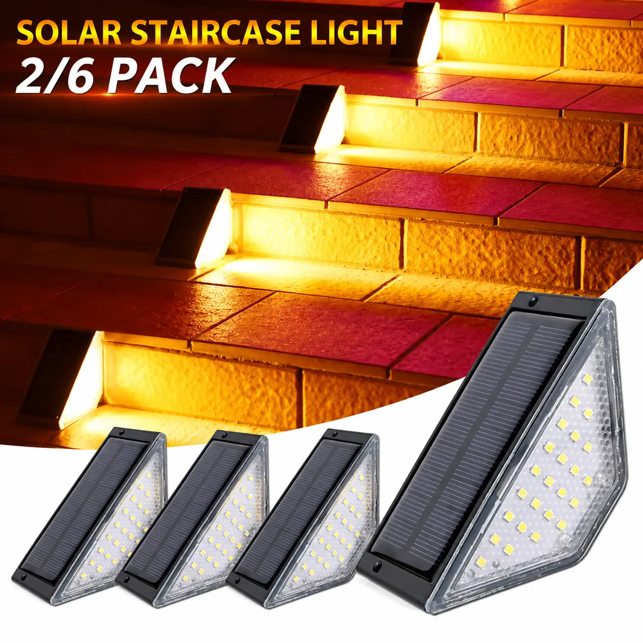 Solar Step Lights for Outside, Solar Stair Lights Outdoor Waterproof, Deck Step Lights for Fence, Patio, Yard, Porch, Front Door, Sidewalk, Garden, Patio Decor