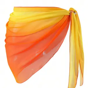 Gradient Beach Wrap Skirt Casual Loose Cover Up Bikini Sarong for Women Holiday Vacation