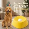 XIXI Dog Rubber Slow Feeder Bowl - Interactive Mess-Free Feeding, Anti-Spill Splashproof Rim, 180ml, 1 Textured Ball, Prevents Vomiting, 15x Slower Treats, Feeding Tray for Bone Broth/Yogurt (All Breeds, Round)