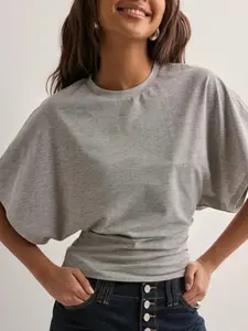 Women's Solid Color Crop Tee, Casual Half Sleeve Round Neck T-Shirt for Summer, Holiday Haul, Ladies Clothes for Daily Wear, Crop Top, Womenswear