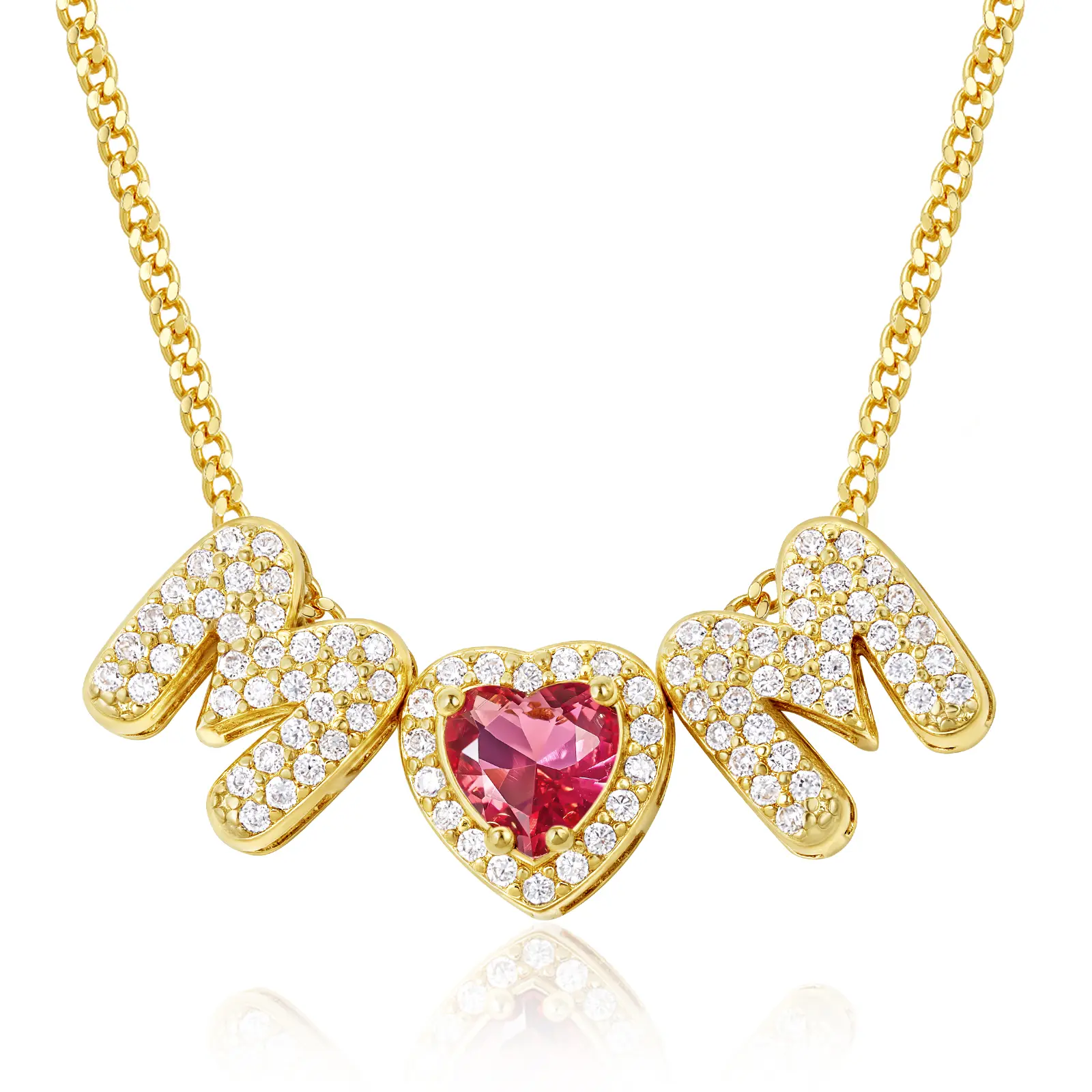 KissYan Mama Necklace for Women, 14K Gold Plated Heart Birthstones Bubble Pendant Necklaces For Mom Wife Dainty Jewelry Gifts For Mom For Mother's Day Birthday Mothers Day Gift Ideas,summerwins
