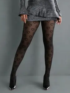 Women's Stockings, Air Heart Print, Soft Lightweight, All-Day Comfort, Suitable for Various Occasions, Enhance Fashion and Elegancy