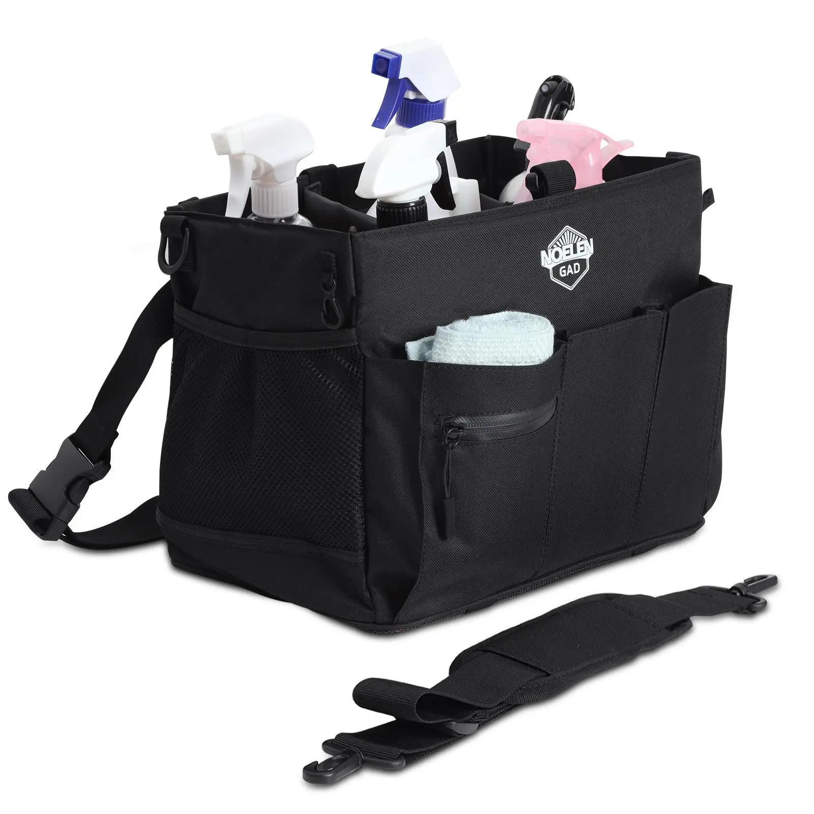 Portable large capacity bag with adjustable shoulder and waist straps for cleaning and storage Portable large capacity bag with adjustable shoulder and waist straps for cleaning and storage